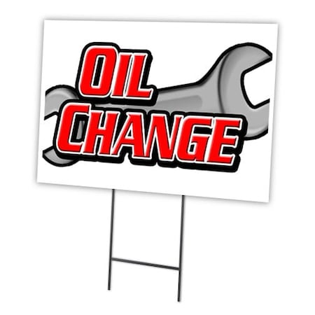 Signmission Oil Change Yard Sign & Stake outdoor plastic coroplast window, C-1824-DS-Oil Change C-1824-DS-Oil Change